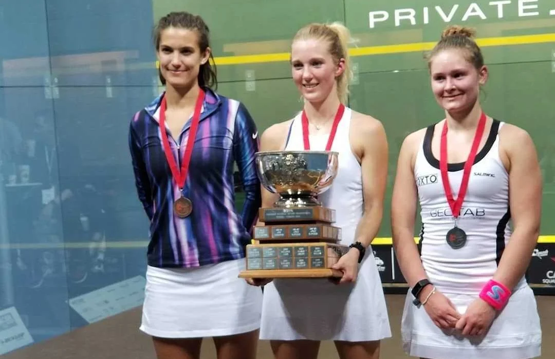 Women's Open Podium from left to right: Sam Cornett (third), Danielle Letourneau (winner), Hollie Naughton (second) 