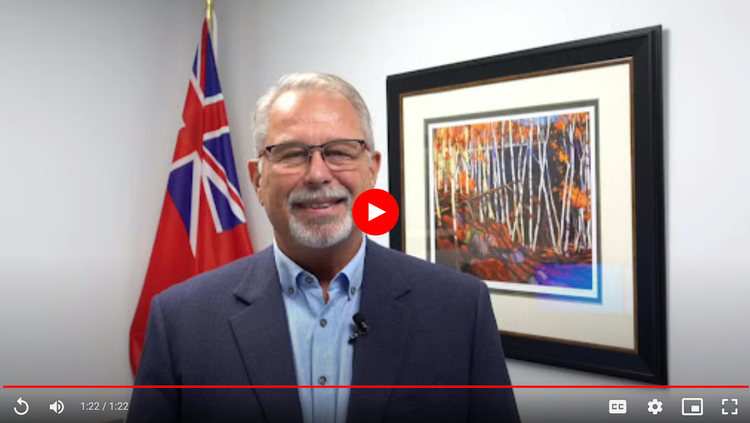 Congratulations from Hon. Neil Lumsden, Minister of Sport — Squash Ontario