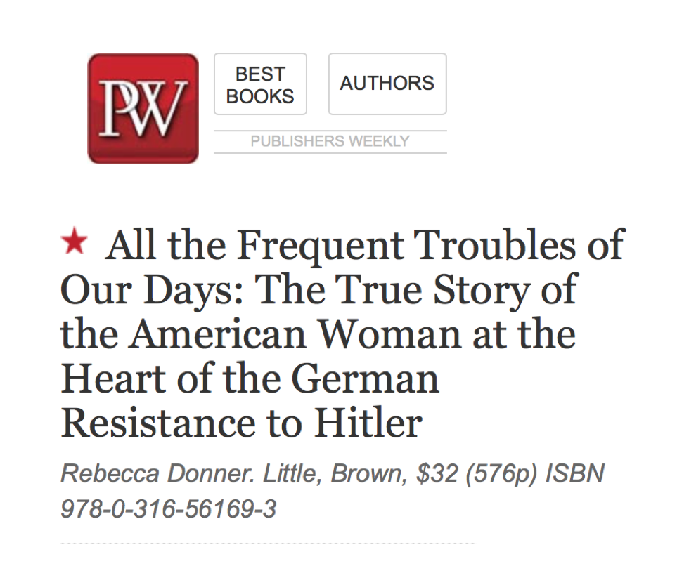 PUBLISHER’S WEEKLY (starred review)