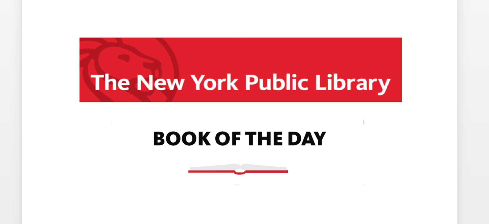 NEW YORK PUBLIC LIBRARY BOOK OF THE DAY