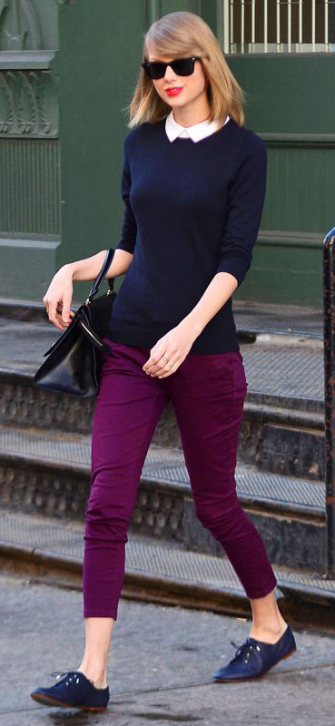 purple-royal-slim-pants-blue-navy-sweater-sun-blue-shoe-brogues-taylorswift-fall-winter-blonde-work.jpg
