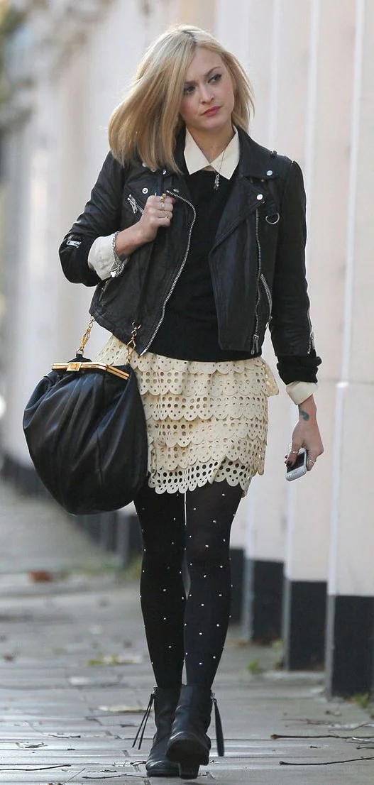 white-mini-skirt-black-sweater-wear-style-fashion-fall-winter-black-bag-black-shoe-booties-lace-fearnecotton-black-jacket-moto-black-tights-blonde-lunch.jpg