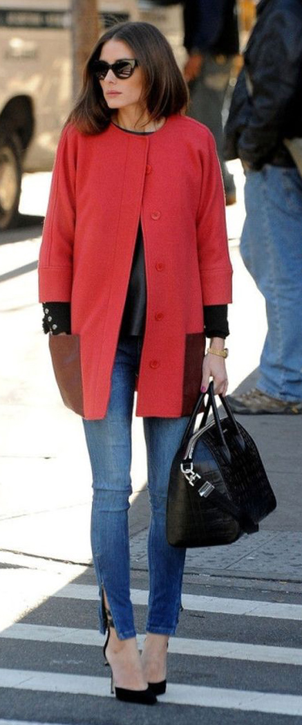 WHAT SHE WORE: Olivia Palermo in stripe jacket, distressed blue skinny  jeans with red leather bag in New York on October 13 ~ I want her style -  What celebrities wore and