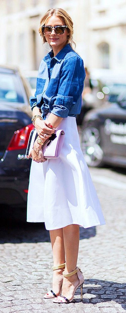 white-midi-skirt-blue-med-top-collared-shirt-tan-shoe-sandalh-sun-pony-oliviapalmero-wear-outfit-spring-summer-celebritystreetstyle-hairr-work.jpg