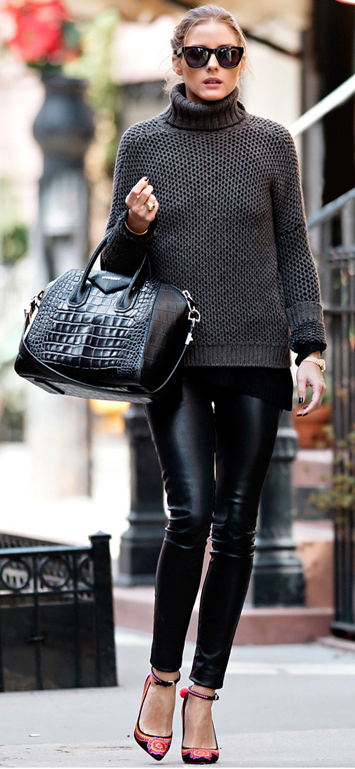 black-leggings-grayd-sweater-black-bag-sun-bun-oliviapalermo-turtleneck-wear-outfit-fashion-fall-winter-red-shoe-pumps-celebritystyle-dinner.jpg