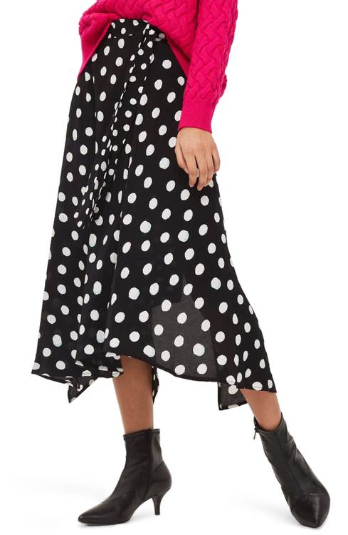 Polka Dot Handkerchief Hem Skirt
