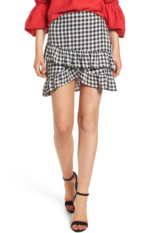 Day Trip Gingham Ruffle Skirt