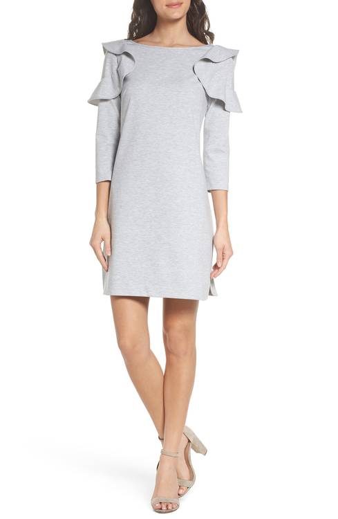 Ruffle Shoulder Sweatshirt Dress