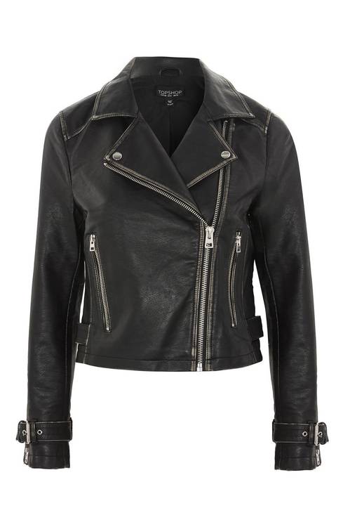 Washed Wolf Zipper Moto Jacket