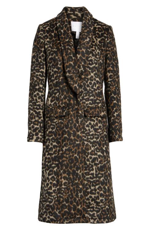 Longline Leopard Print Coat