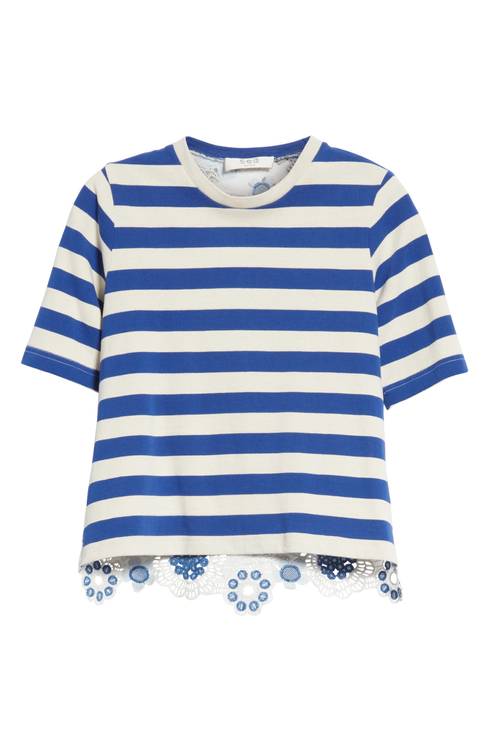St. Tropez Stripe Crochet Tee