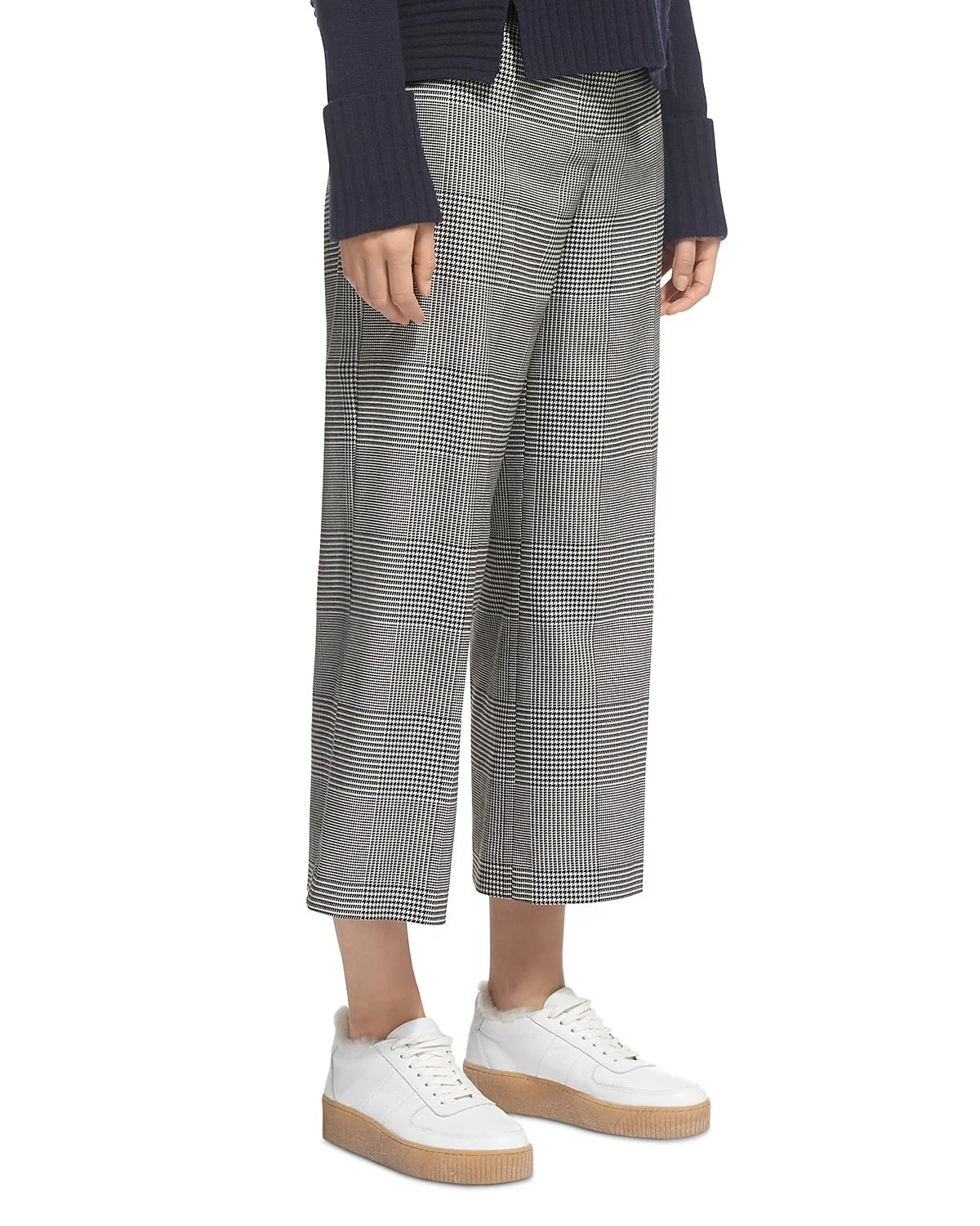 Check Wide-Leg Crop Pants