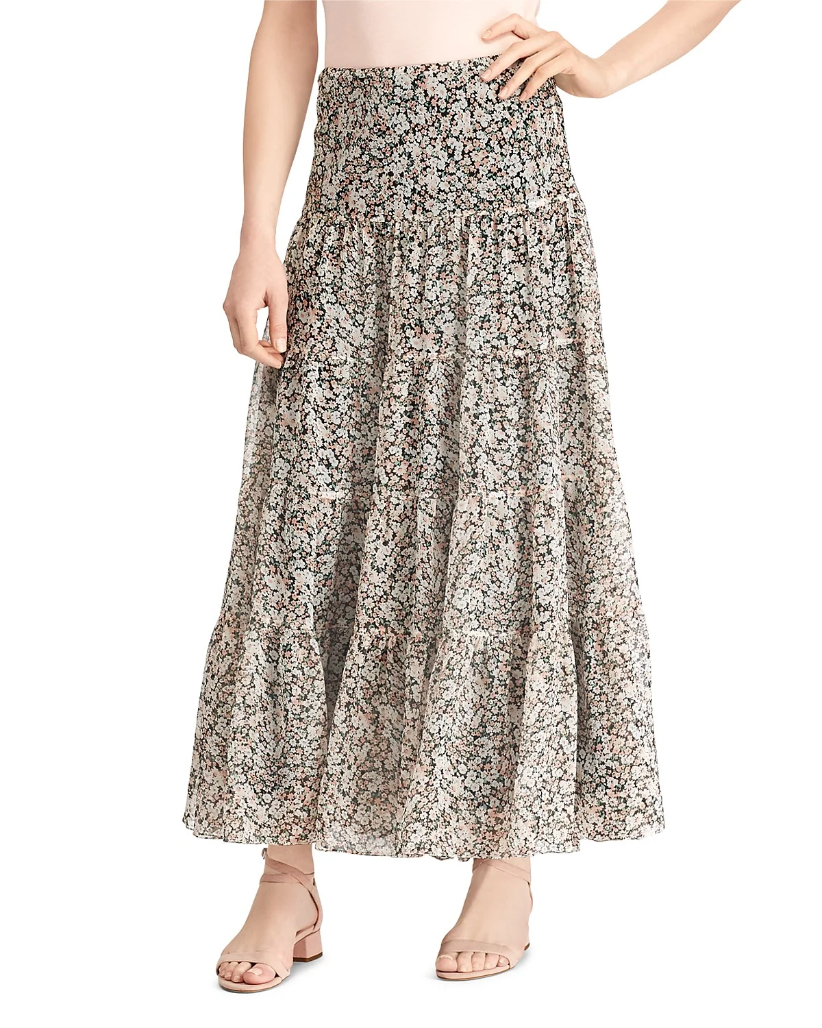 Tiered Floral Maxi Skirt