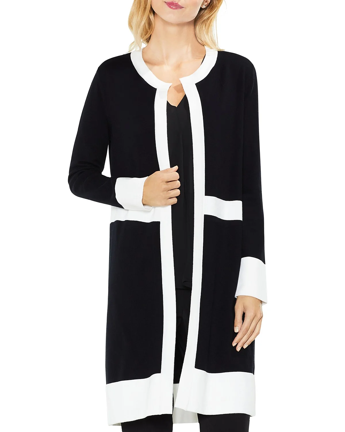 Color Block Open Front Duster Cardigan