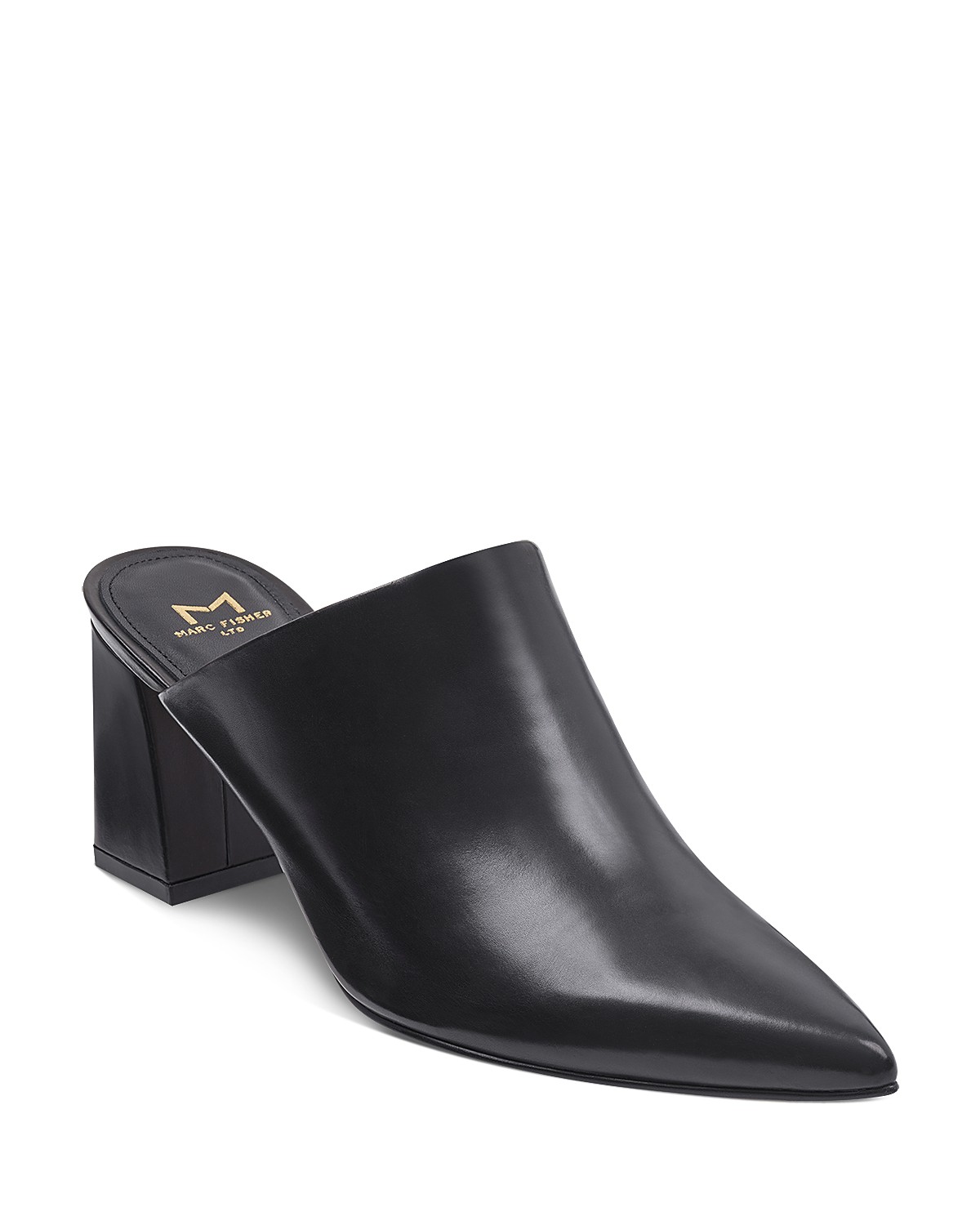Zivon Leather Pointed Toe Block Heel Mules