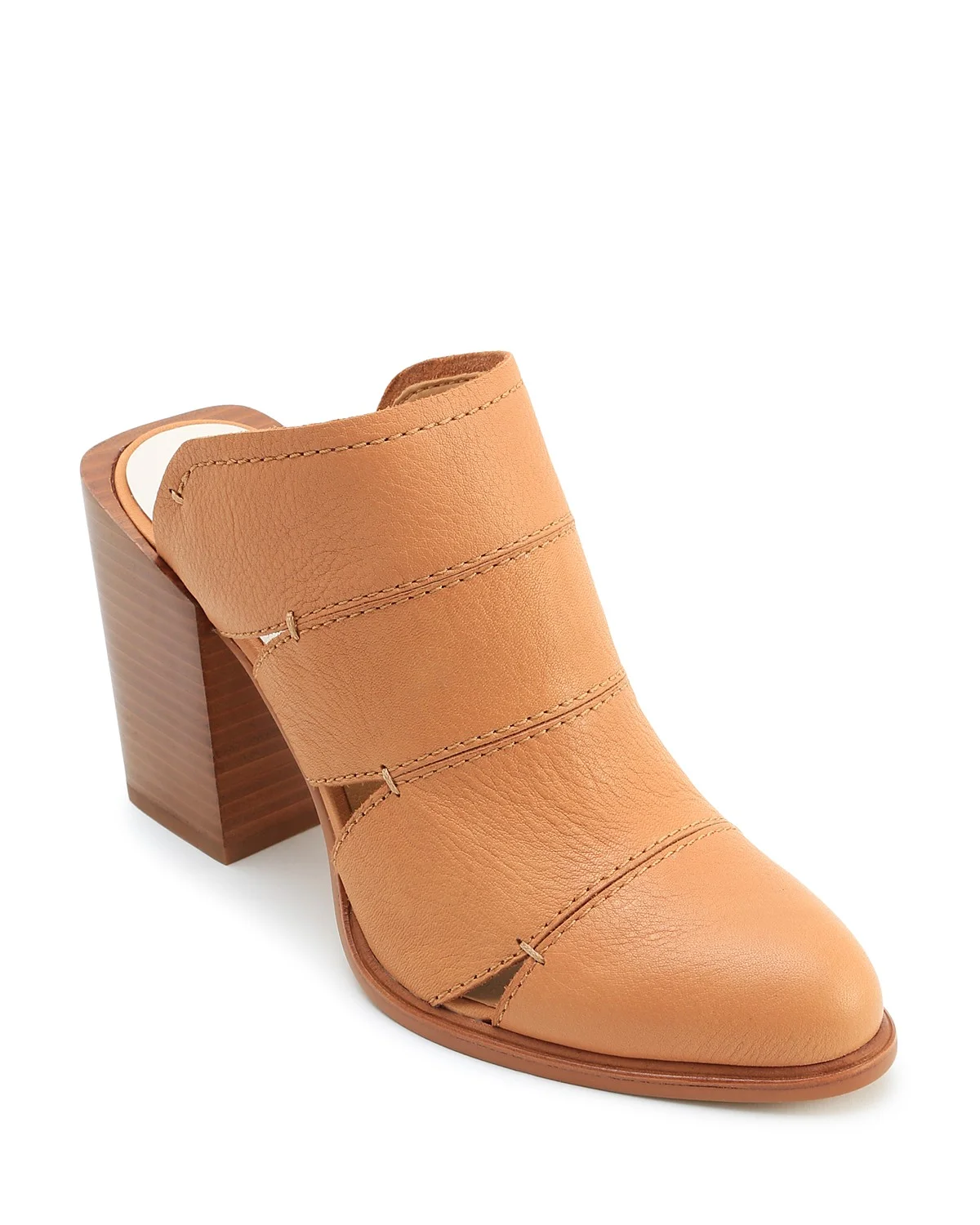 Makeo Cutout Leather Block Heel Mules