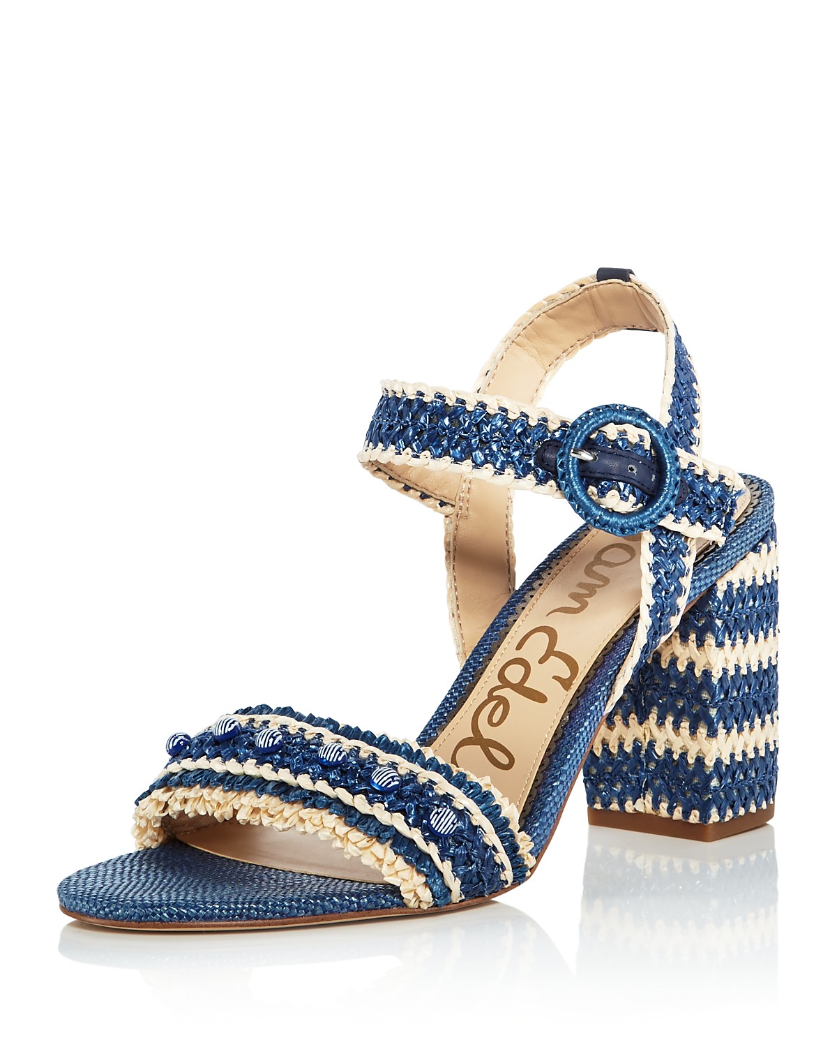 Olisa Raffia Block Heel Ankle Strap Sandals