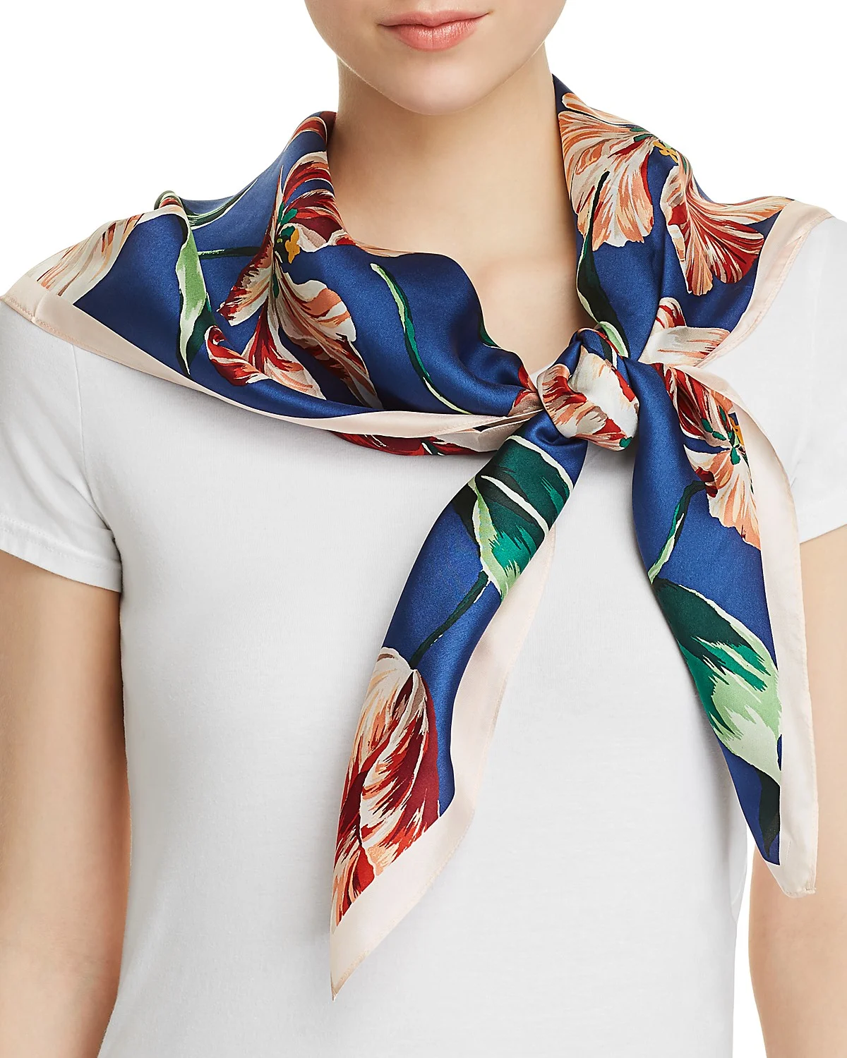 Buckingham Tulip Print Silk Square Scarf