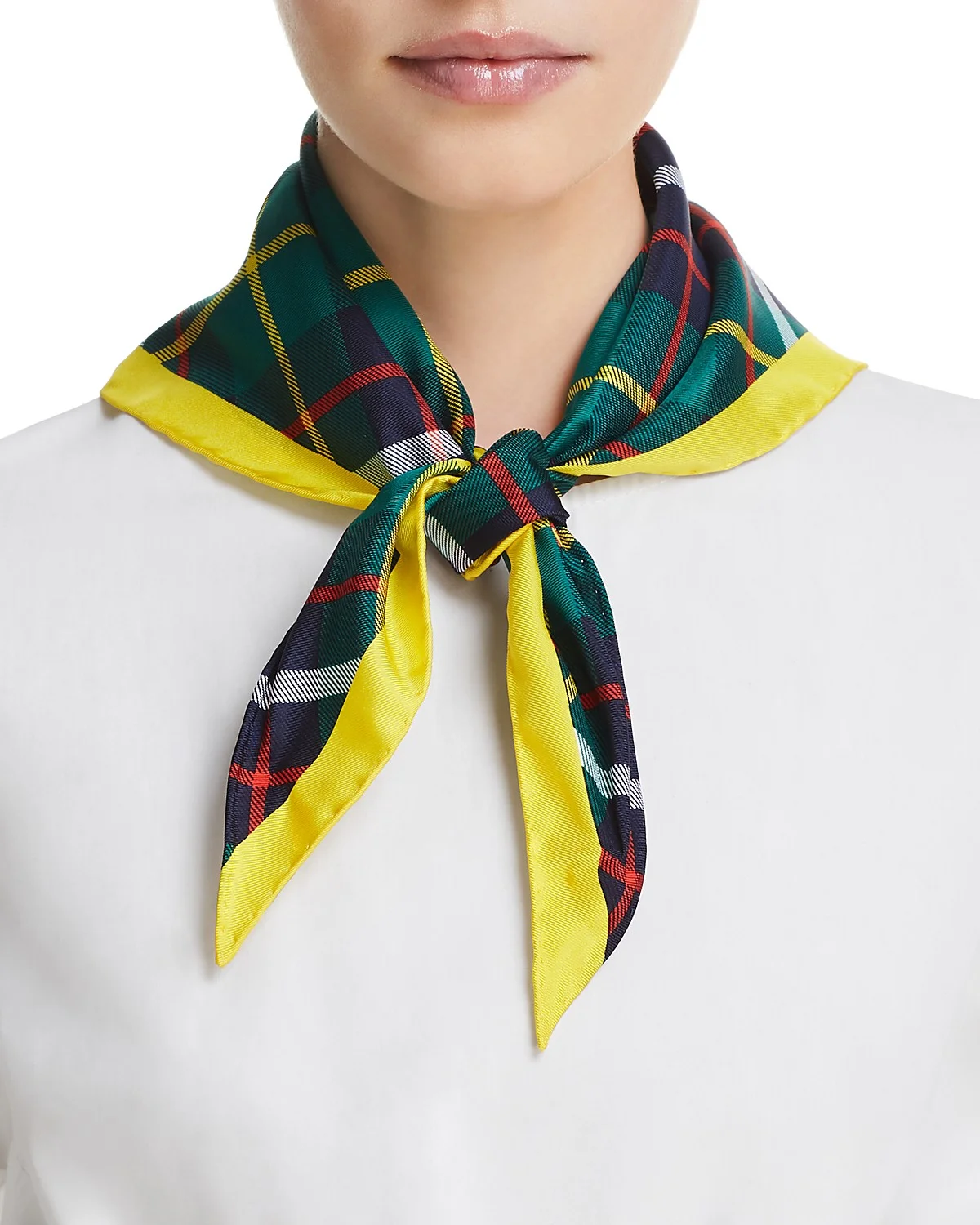 Check Bandana Silk Scarf
