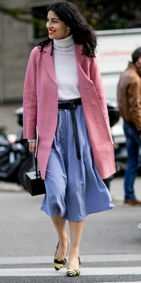 purple-light-midi-skirt-belt-pastel-pink-light-jacket-coat-white-sweater-turtleneck-yellow-shoe-pumps-black-bag-fall-winter-brun-work.jpg
