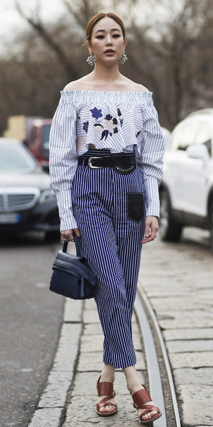 blue-navy-joggers-pants-vertical-stripe-blue-bag-belt-earrings-bun-brown-shoe-sandalh-blue-light-top-offshoulder-spring-summer-hairr-dinner.jpg