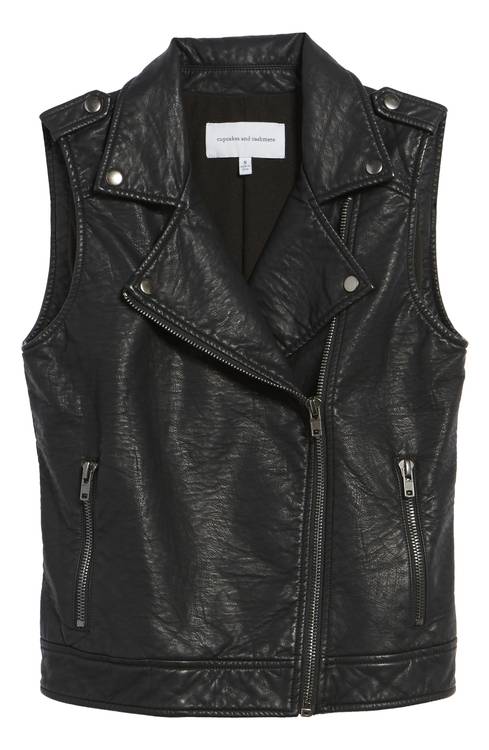 Artus Faux Leather Moto Vest