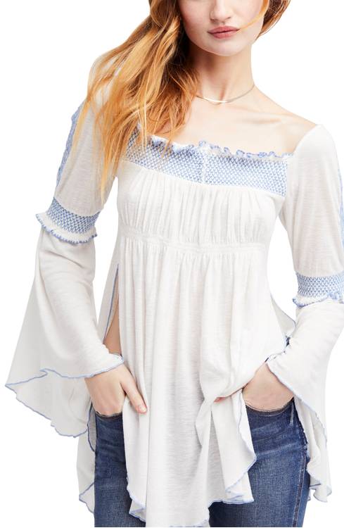 Valley Embroidered Bell Sleeve Top