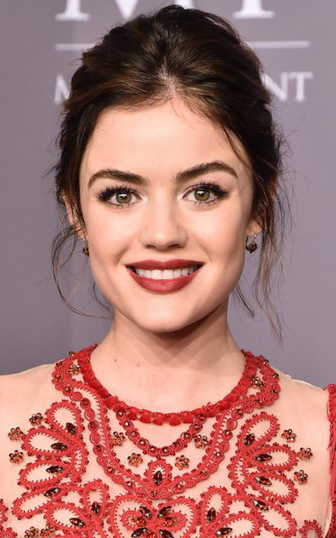 what-to-wear-square-face-shape-style-haircut-sunglasses-hat-earrings-jewelry-lucyhale-red-lips-updo.jpg