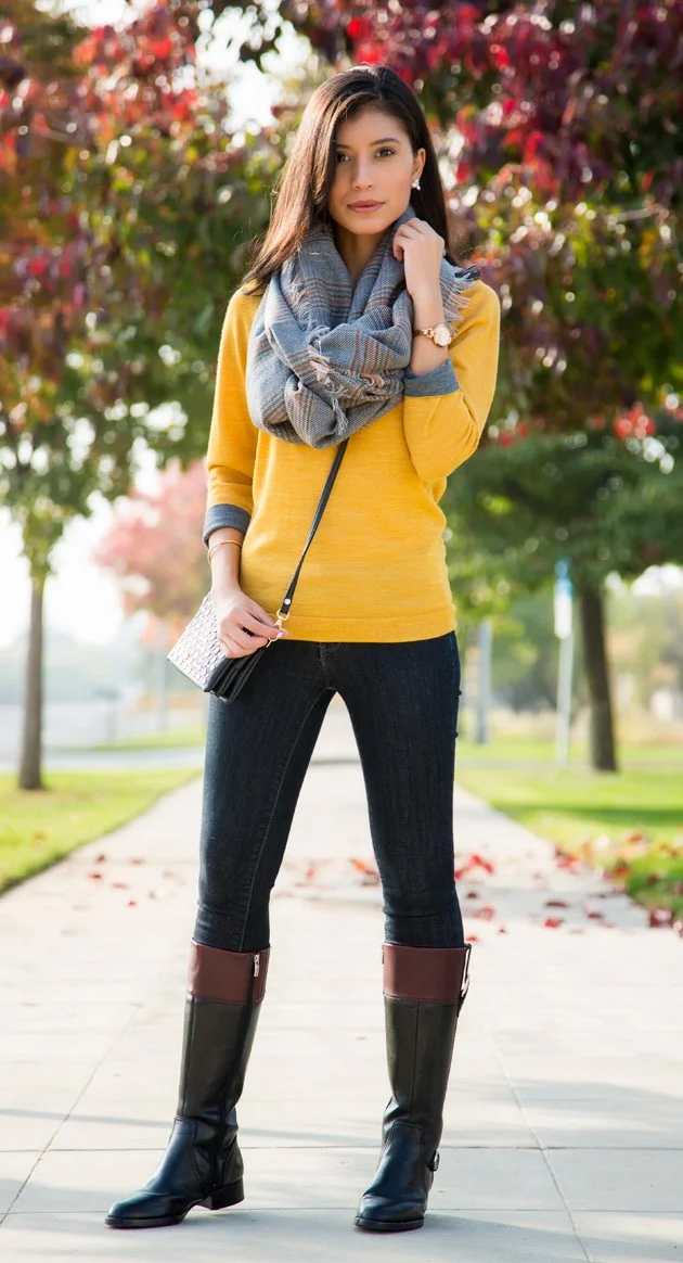 outfits with yellow sweater