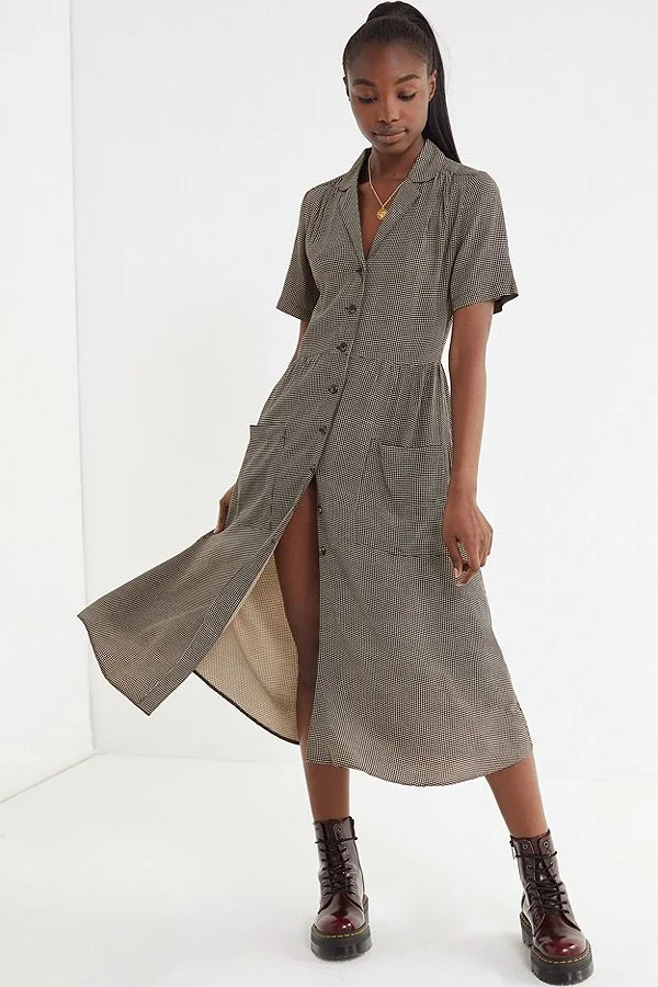 Button-Down Midi Shirt Dress