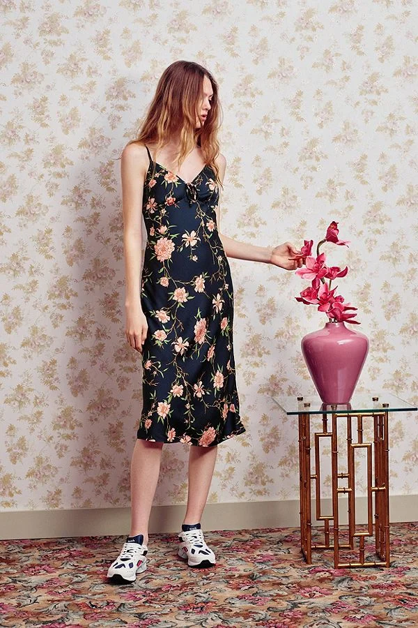 Betsy Satin Tie-Front Midi Dress