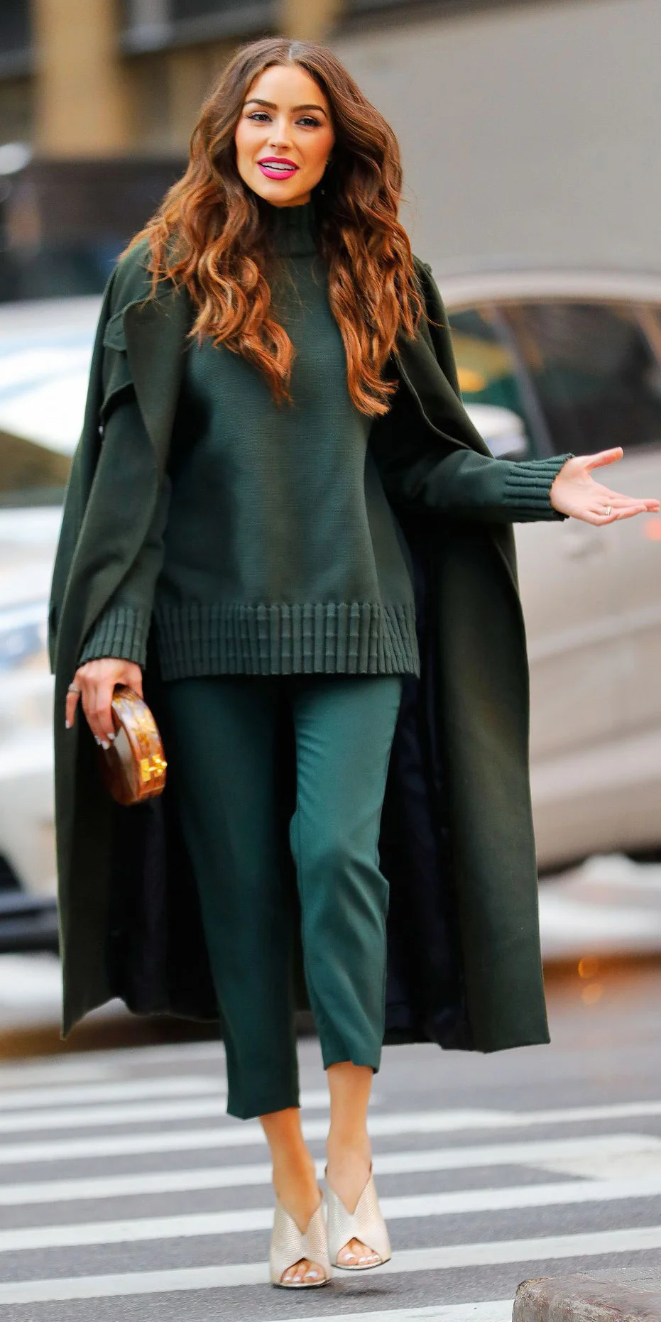 dark green sweater outfit