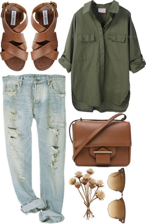 army green shirt outfit