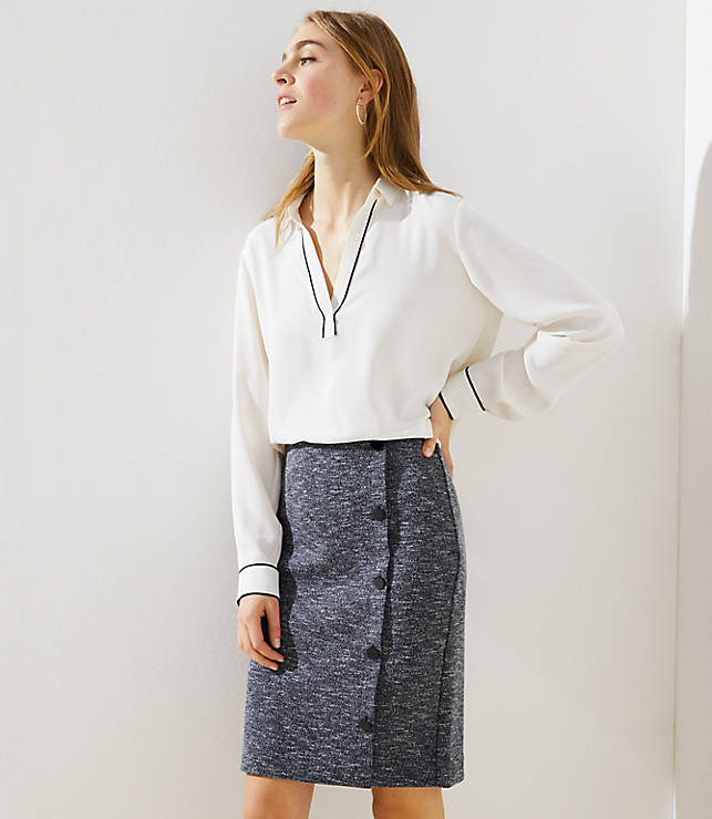Side Button Pull On Pencil Skirt