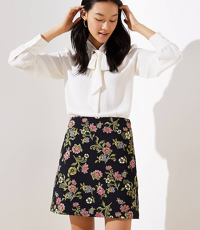 Floral Vine Jacquard Shift Skirt