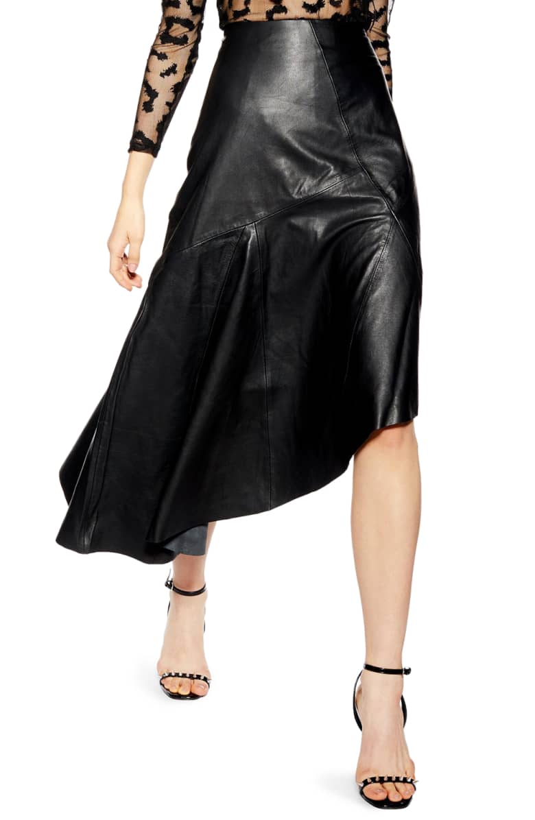 Asymmetrical Leather Skirt