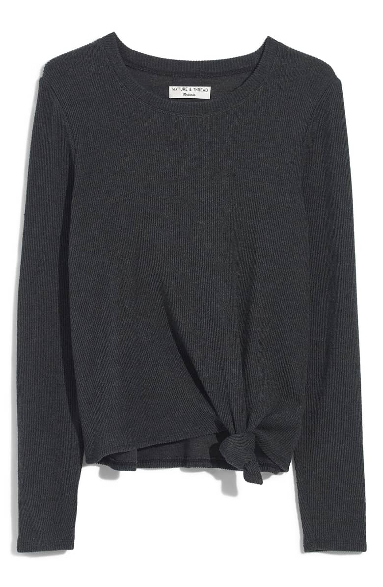 Texture & Thread Front Knot Jacquard Top