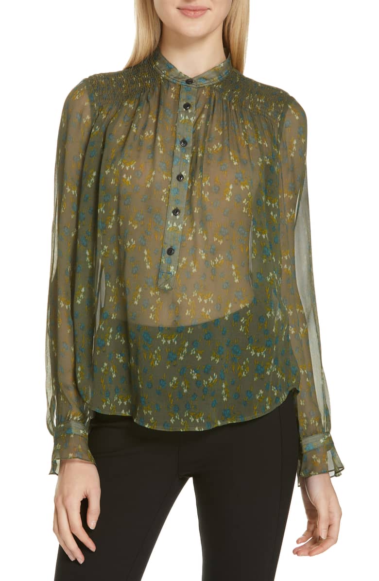 Susan Floral Print Silk Blouse