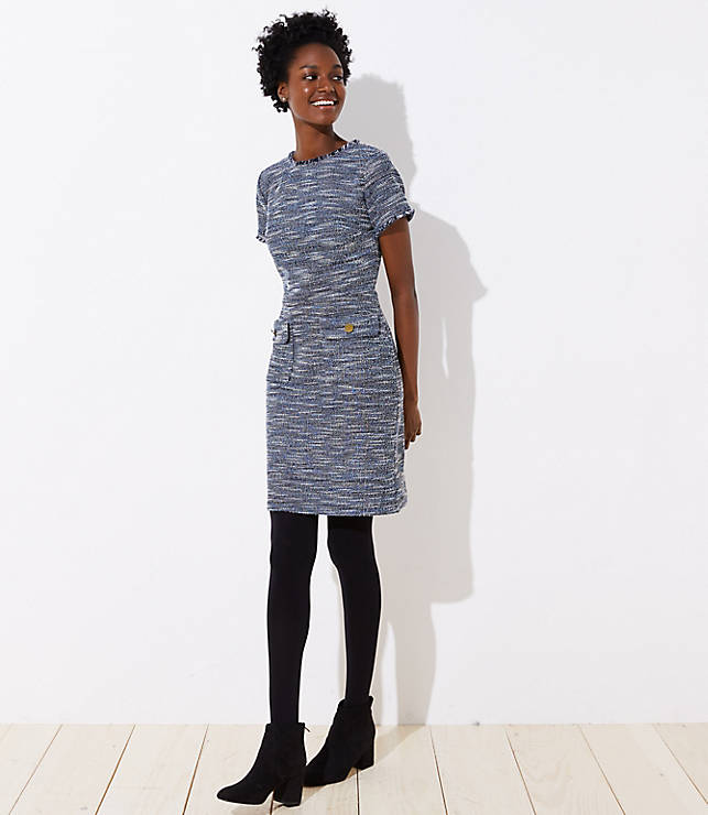 Boucle Button Pocket Dress