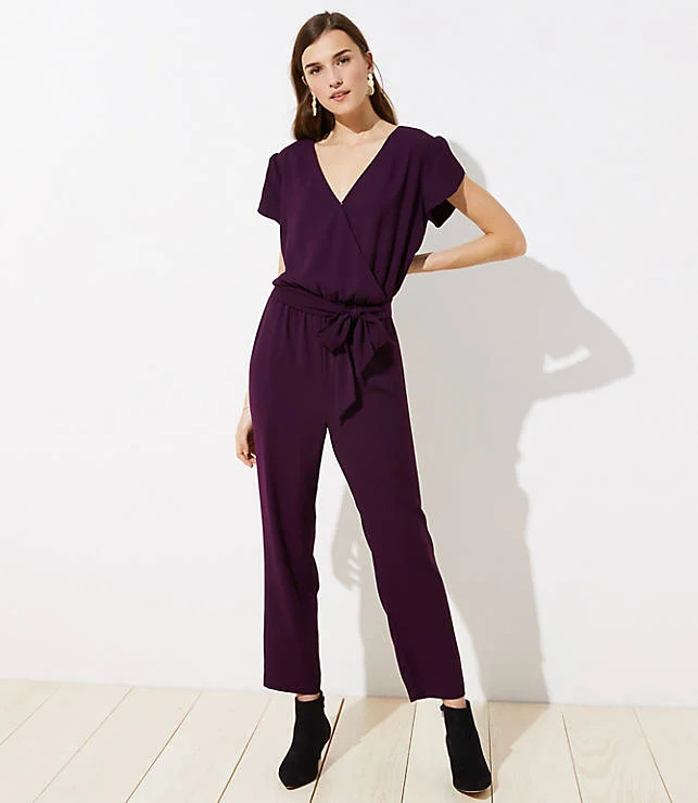 Petal Sleeve Tie Waist Jumpsuit