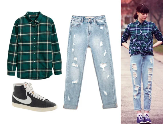 green plaid jeans