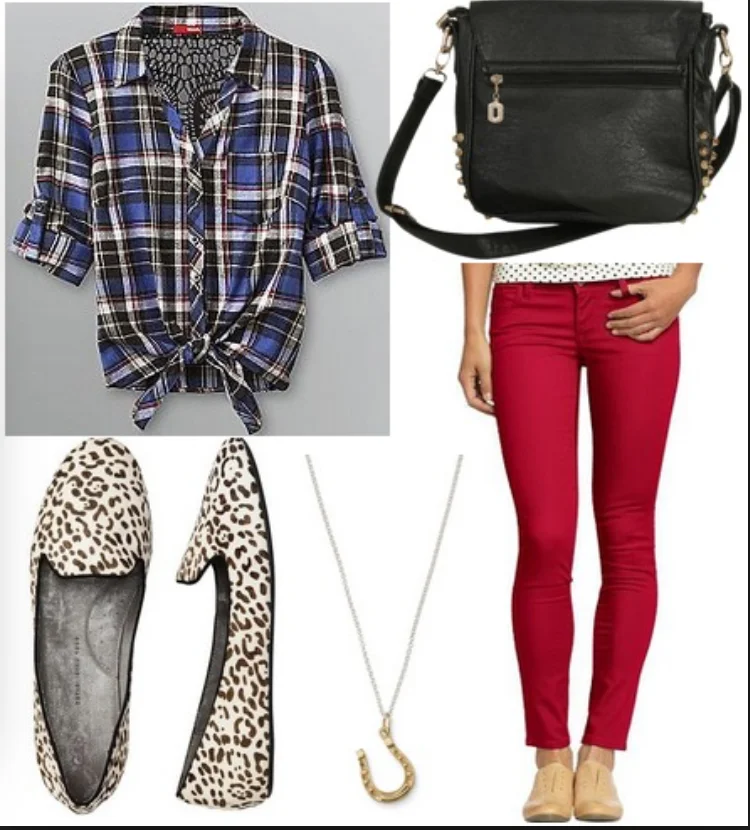 red and blue plaid shirt outfit