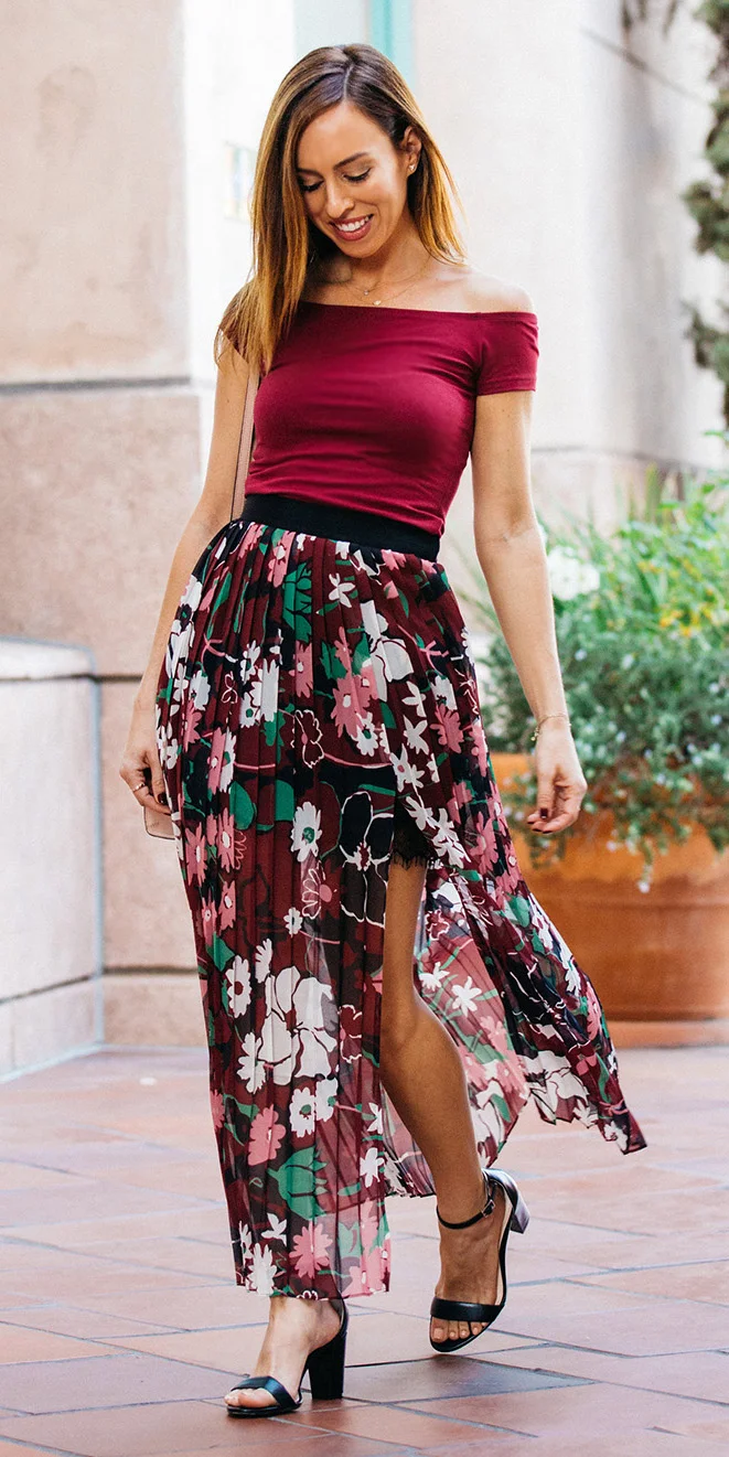 Off Shoulder Top With Long Skirt on 