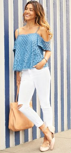 Fashion Tops Off-The-Shoulder Tops Killah Off-The-Shoulder Top blue casual look 