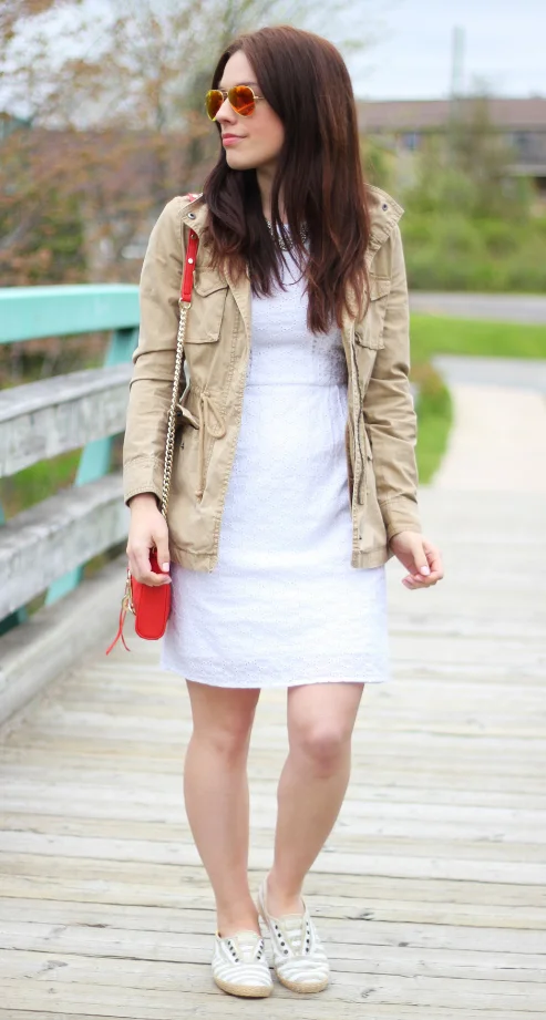 tan and red outfit