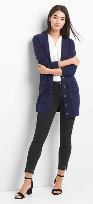 navy blue cardigan outfit ideas