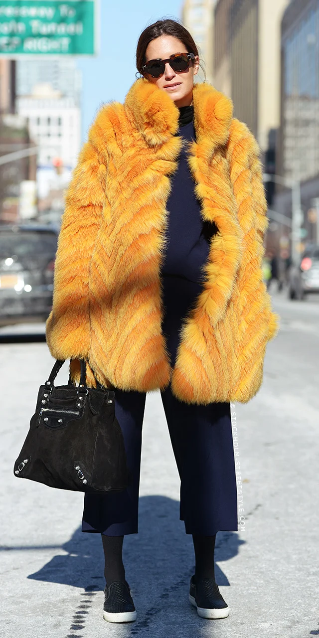 Yellow fur coats HOWTOWEAR Fashion