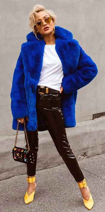 Navy blue fur coats | HOWTOWEAR Fashion