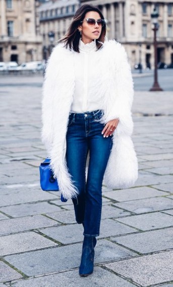 White Fur Coats Howtowear Fashion, How To Wear A Long Fur Coat With Jeans And Jacket