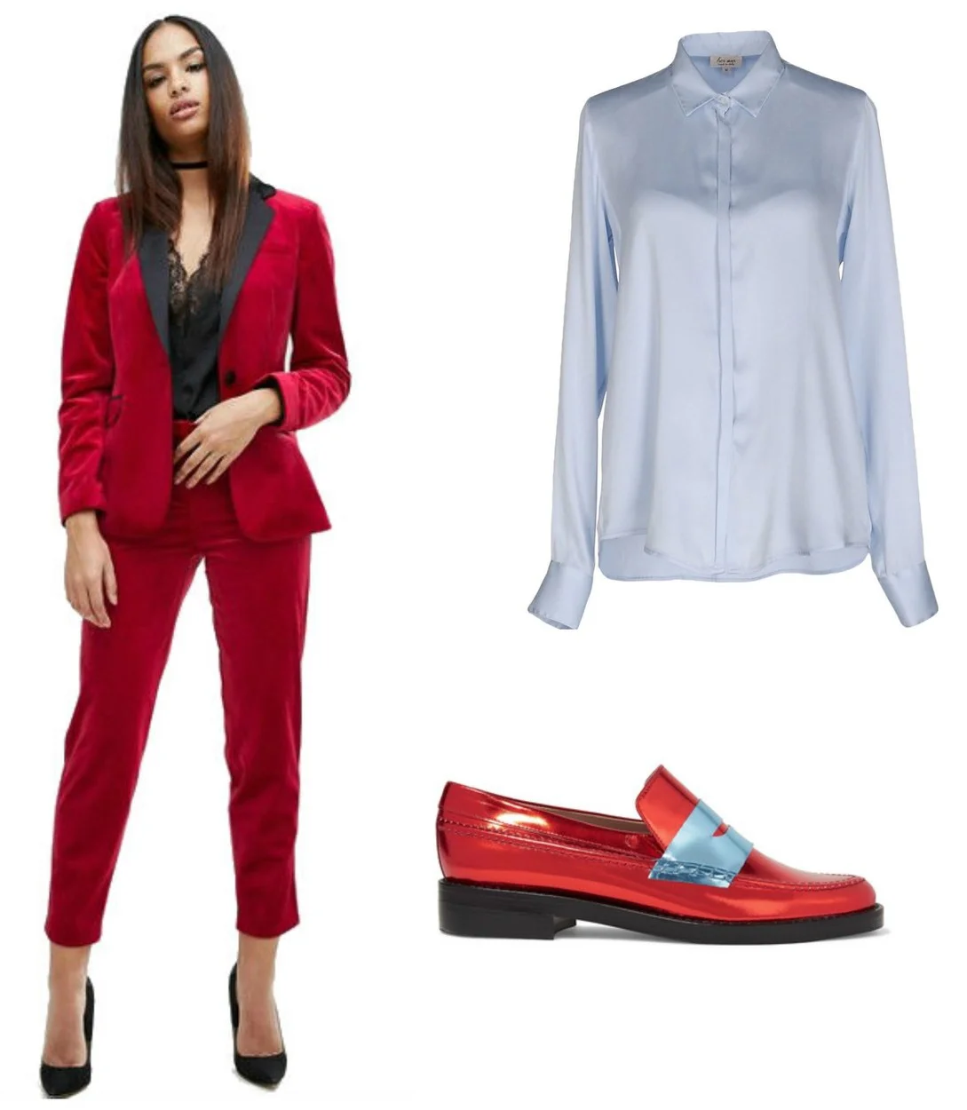 red shoes blue pants